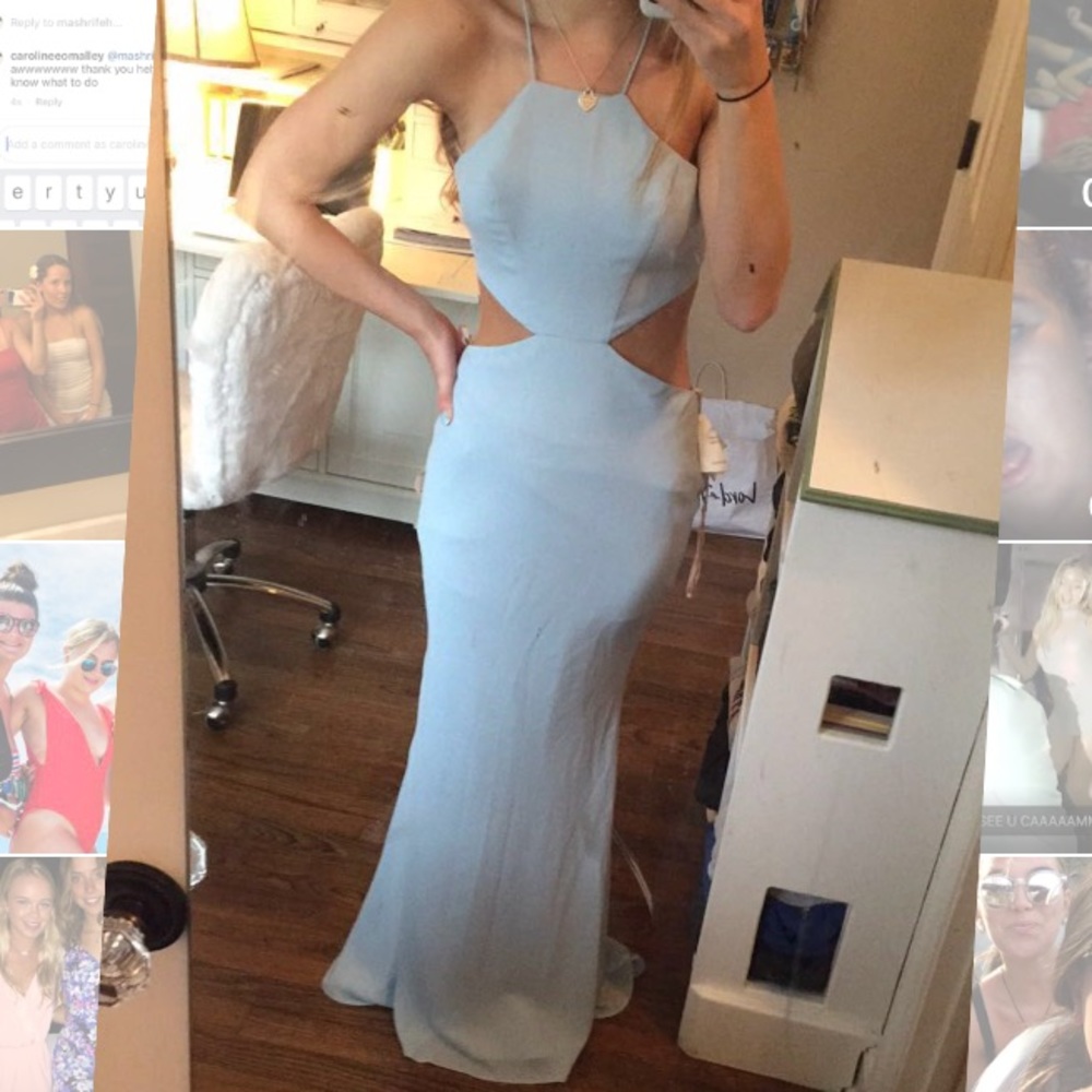 Blue cutout Fame and Partners Prom Dress